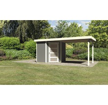 Abri de jardin Karibu Anvik 3 avec toit en appentis 504,5 x 238 cm gris terre