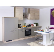 Cuisine complète avec appareils Flex Well Riva 300 cm couleur de façade quarzit cubanit chêne clair san remo - couleur du corps chêne clair san remo 00010788