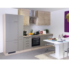 Cuisine complète avec appareils Flex Well Riva 300 cm couleur de façade quarzit cubanit chêne clair san remo - couleur du corps chêne clair san remo 00010790