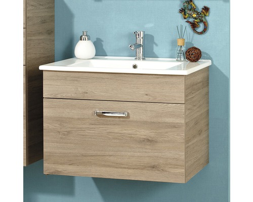 Waschbecken mit Unterschrank Pelipal Offenbach BxHxT 75x53x44.5 cm Frontfarbe eiche sanremo 313.000740