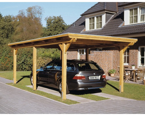 Carport pour un véhicule SKAN HOLZ Emsland 354x604 cm, toit aluminium