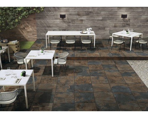 Dalle de terrasse en grès cérame fin FLAIRSTONE Slate multicolore bords rectifiés 60x60x2 cm