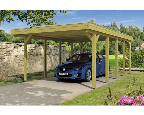 Carport pour un véhicule SKAN HOLZ Friesland 397x708 cm, toit aluminium, imprégné par immersion Carport pour un véhicule SKAN HOLZ Friesland 397x708 cm, toit aluminium, imprégné par immersion