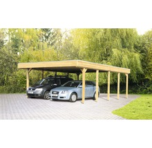 Carport pour deux véhicules SKAN HOLZ Friesland 557x708 cm, toit aluminium, imprégné par immersion