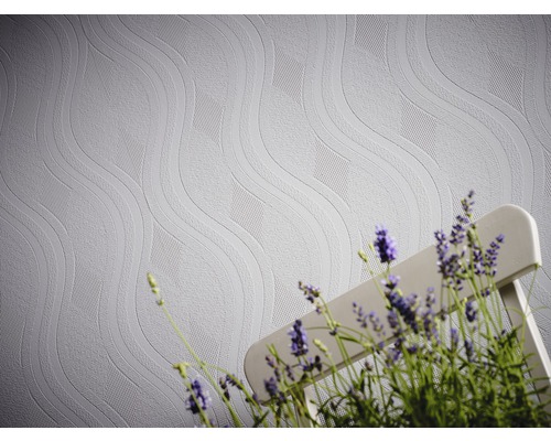 Papier peint à motif ondulé et fleurs de lavande