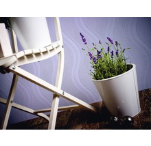 Plante décorative en pot blanc à côté d''une étagère à plantes