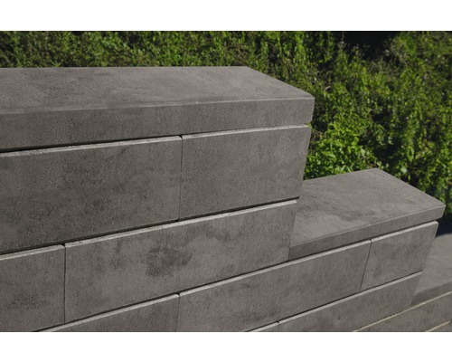 Système de mur Trendline brique de construction 1/1 gris-terre chiné lisse 38 x 19 x 12 cm