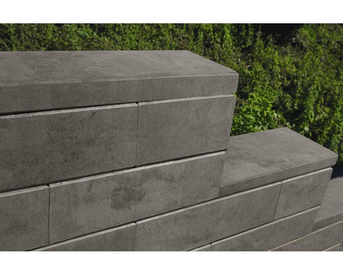 Système de mur Trendline brique de construction 1/1 gris-terre cuite chiné lisse 38x19x12 cm