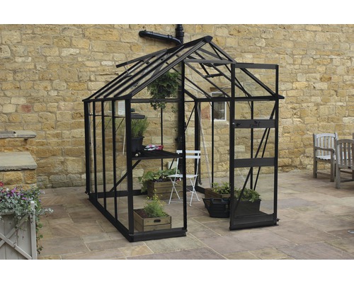 Serre Halls Burford 610 verre de sécurité de 3 mm avec fondation 317x194 cm noir