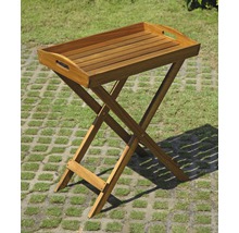 Serviertablett aus Holz mit Klappgestell für den Garten
