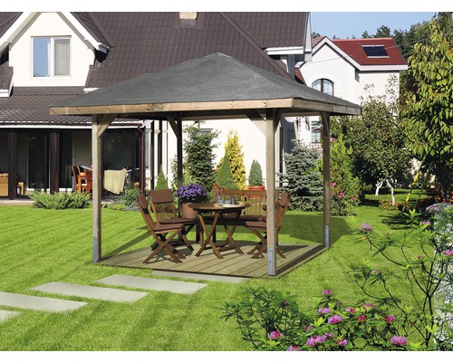 Pavillon de jardin en bois avec table et chaises