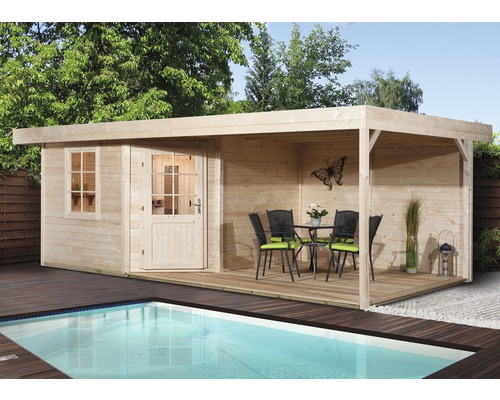 Chalet sauna Weka Salo B avec poêle 7,5 kW et commande numérique, avec portes en bois et verre isolant thermiquement