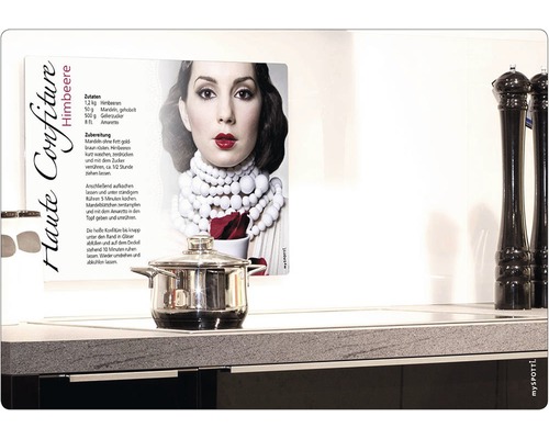 Motiv Magnetfolie Himbeerkonfitüre mit Rezept an Küchenwand