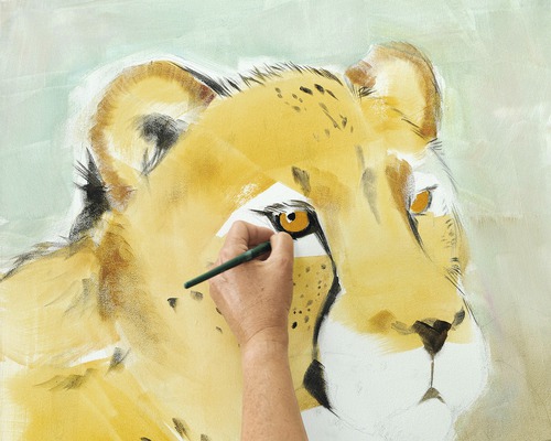 Löwengemälde wird gemalt