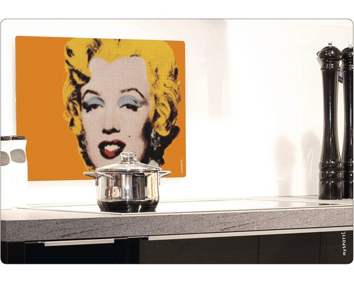 Plaque de recouvrement de cuisinière avec motif Marilyn Monroe et casserole sur la cuisinière