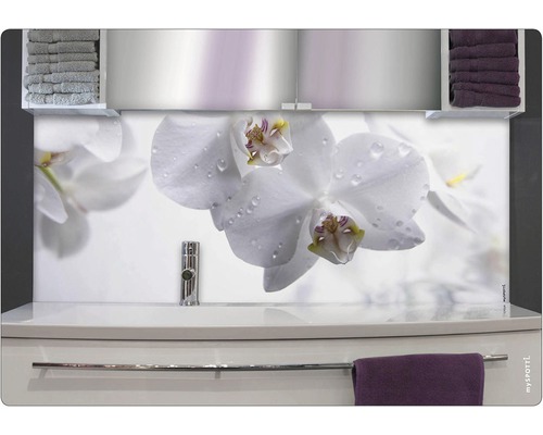Paroi arrière de salle de bains mySPOTTI aqua Aqua orchid 90x45 cm