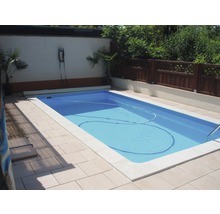 Piscine dans le jardin avec accessoires de nettoyage de piscine