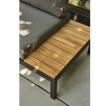 Ensemble de sièges de jardin avec coussin gris et étagère en bois