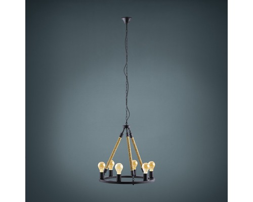 Lampe suspendue 6 ampoules Ø 560 mm Findlay noir