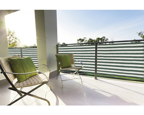 Occultation de balcon 90 x 500 cm, vert-blanc