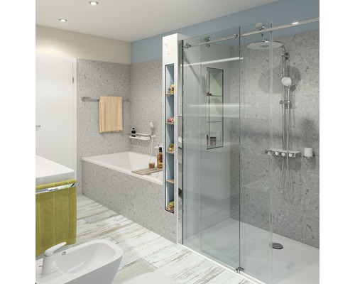 Salle de bains avec baignoire, douche, bidet et lavabo