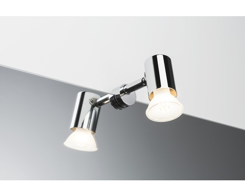 Spot mural chromé à deux bras avec ampoules
