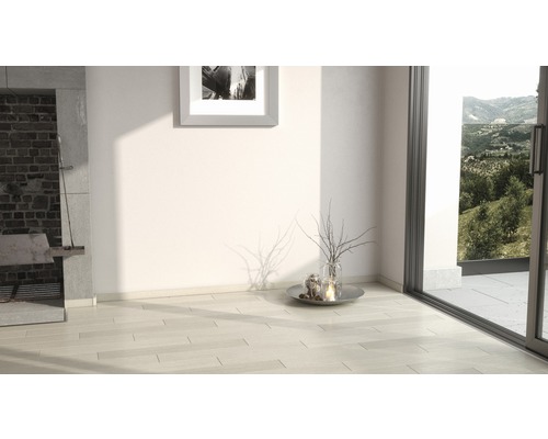 Pièce lumineuse avec cheminée, fenêtre et parquet clair