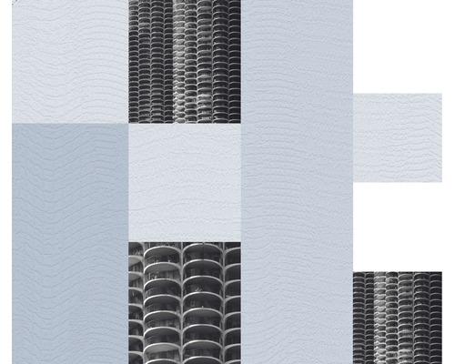 Motif de papier peint avec des vues de bâtiments