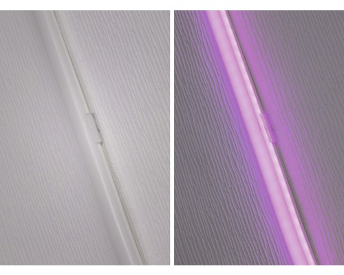 LED-Leiste mit und ohne Beleuchtung an einer Wand