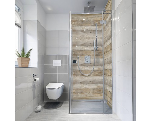 Panneau mural de douche mySpotti Fresh l'aspect bois 255 x 100 cm FS-F1-126