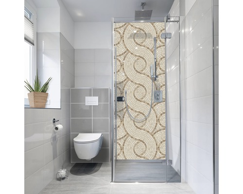 Panneau mural de douche mySpotti Fresh Marble Stone aspect carrelage mosaïque 210 x 90 cm FS-F2-1396