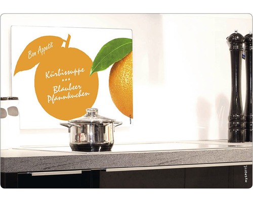 Cache-plaque de cuisson avec motif orange et casserole