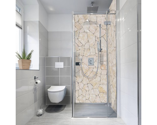 Panneau mural de douche mySpotti Fresh mur de pierres 255 x 100 cm FS-F1-1406