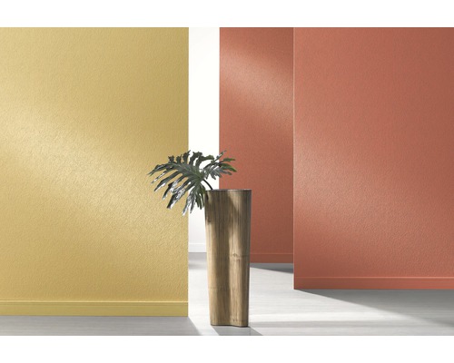 Papier peint non tissé 9314 Patent Decor blanc Intérieur avec murs peints et plante décorative dans un vase en bois