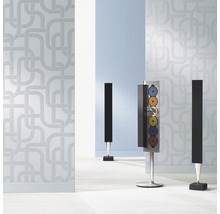 Vue d''une pièce avec papier peint en vinyle à motif de tuyaux et système audio