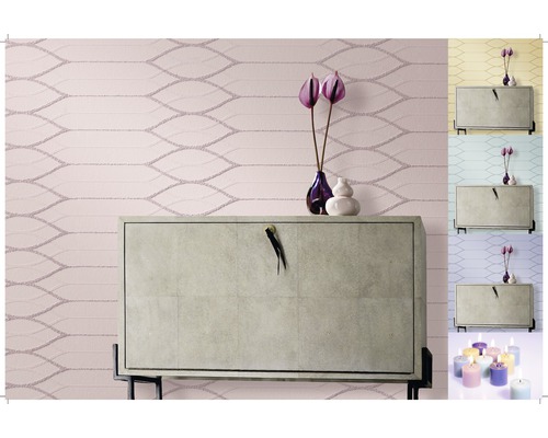 Photo d''intérieur avec papier peint à motifs et commode pour la décoration murale