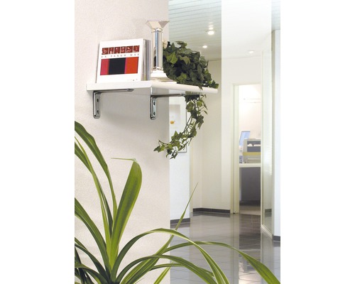 Wandregal mit Dekoration in einem Flur