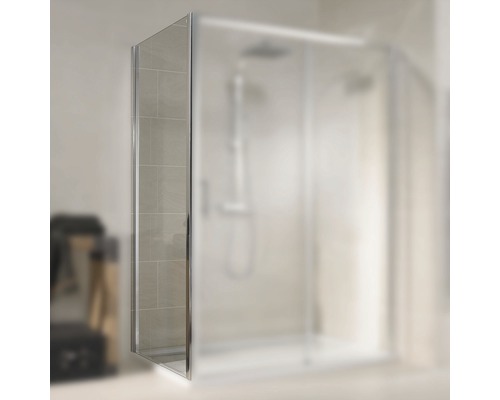 Paroi latérale pour porte coulissante Schulte Cristal/Trend 800x1850mm verre véritable transparent clair effet chromé