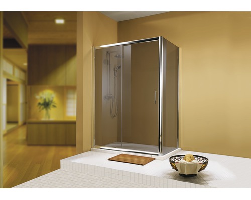 Paroi latérale pour porte coulissante Schulte Cristal/Trend 1400x1850mm verre véritable gris effet chromé