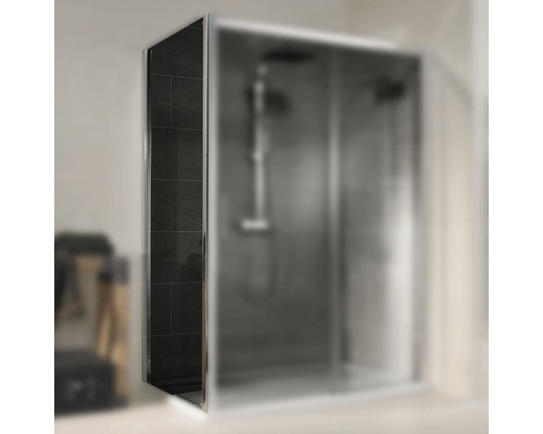 Paroi latérale pour porte coulissante Schulte Cristal/Trend 900x1850mm verre véritable gris effet chromé
