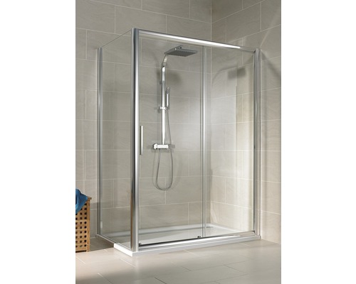 Paroi latérale pour porte coulissante Schulte Cristal/Trend 1200x1850mm verre véritable gris effet chromé