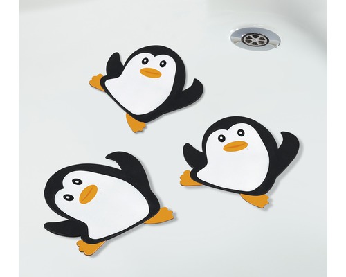Drei Pinguin Badewannenmatten zur Erhöhung der Sicherheit in der Badewanne