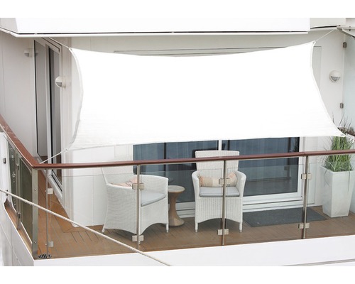 Voile d'ombrage de balcon 1,4 x 2,7 m, en PES hydrofuge et coupe-vent 200 g/m², blanc Voile d'ombrage de balcon 1,4 x 2,7 m, en PES hydrofuge et coupe-vent 200 g/m², blanc