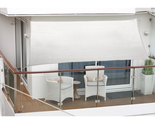 Voile d'ombrage de balcon 1,4 x 2,7 m, en PES hydrofuge et coupe-vent 200 g/m², argent Voile d'ombrage de balcon 1,4 x 2,7 m, en PES hydrofuge et coupe-vent 200 g/m², argent