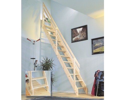 Escalier en bois avec rampe dans une pièce