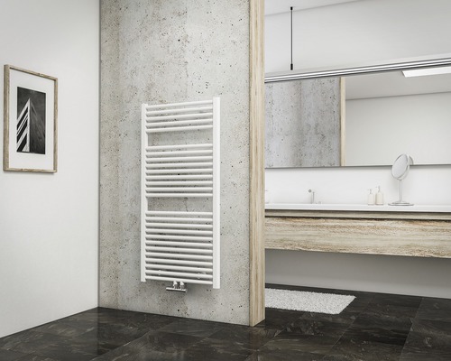 Radiateur de salle de bains SCHULTE München 1215x600 mm blanc alpin avec raccordement au centre