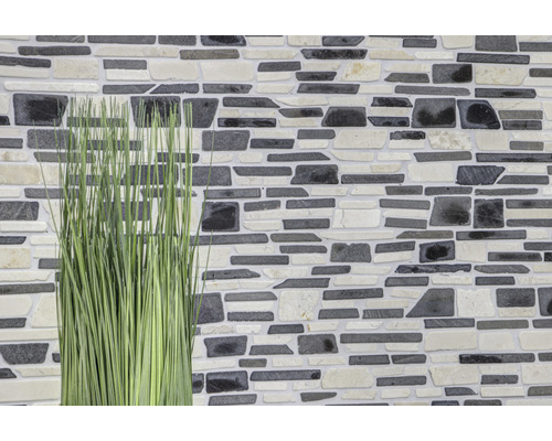 Mur en carreaux de mosaïque avec des plantes