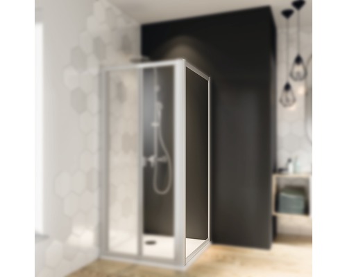 Paroi latérale pour porte pliante Breuer Fara 4 75 cm verre transparent profilé couleur argent mat