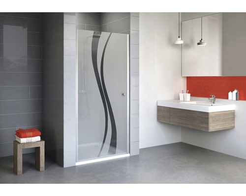 Porte de douche dans une niche ExpressPlus Schulte Alexa Style 2.0 90 cm verre déco alu nature