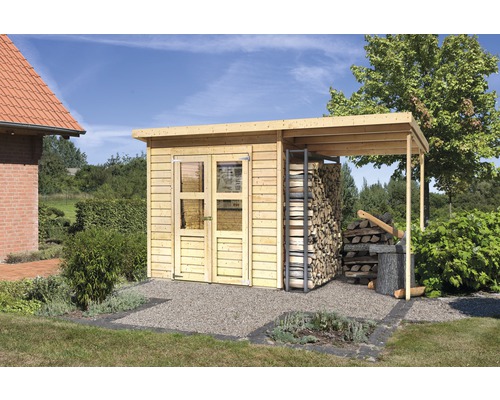 Abri de jardin Karibu Klosterburg avec toit en appentis 375x154 cm naturel